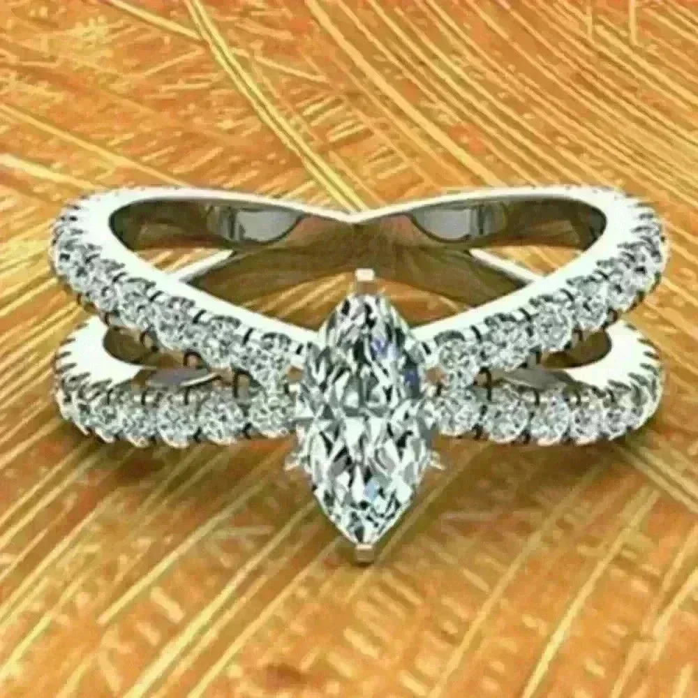 New Silver X Shaped Ring